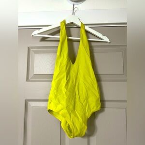 American Apparel Neon Green/Yellow Halter Bodysuit